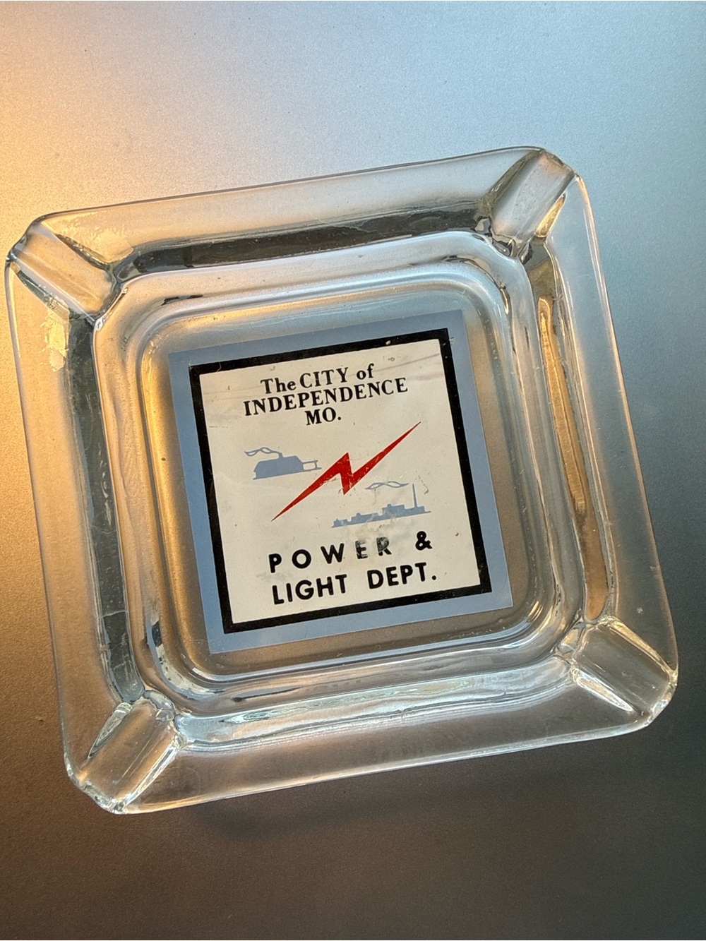 Vintage Independence MO Power & Light Dept Ashtray Mid Century Advertising